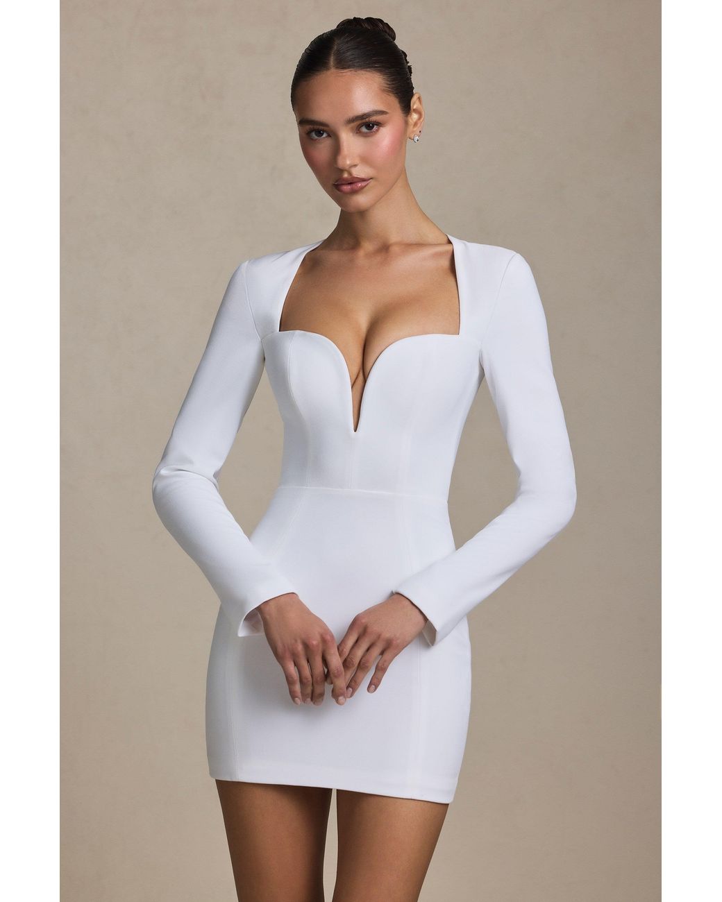 Oh Polly White Cut-Out Heart-Detail Bodycon Mini Dress