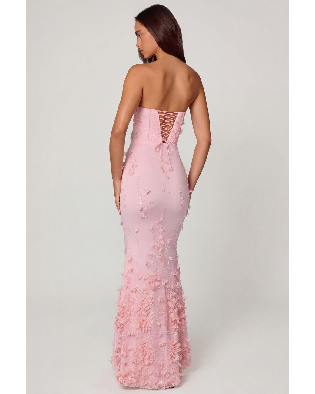 Oh Polly Blue Lace-Up Corset Maxi Dress