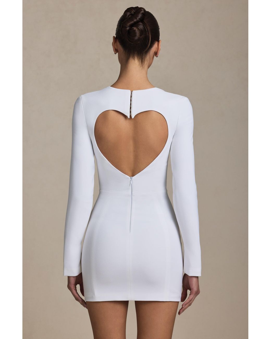 Oh Polly White Cut-Out Heart-Detail Bodycon Mini Dress