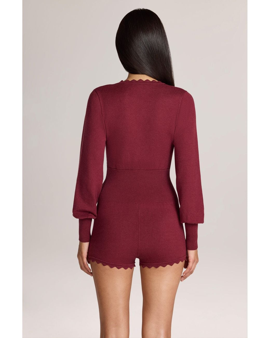 Oh Polly Red Knit Long-Sleeve Romper