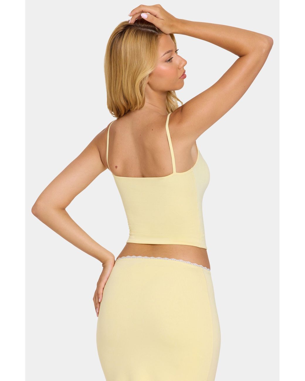 Oh Polly Yellow Modal Lace-Trim Top