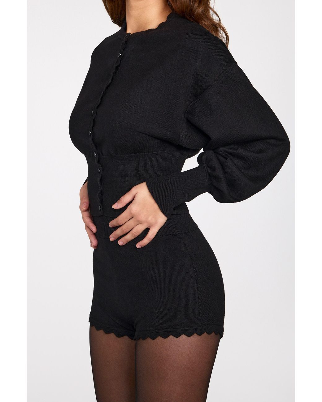 Oh Polly Black Knit Long-Sleeve Cardigan