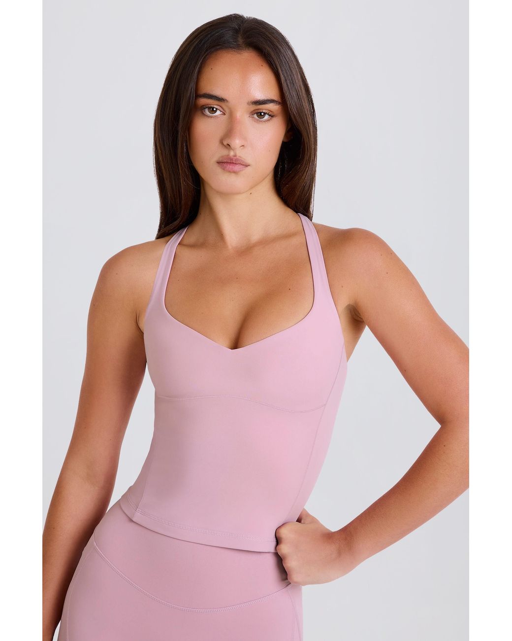 BO+TEE Pink Crossback Longline Tank Top
