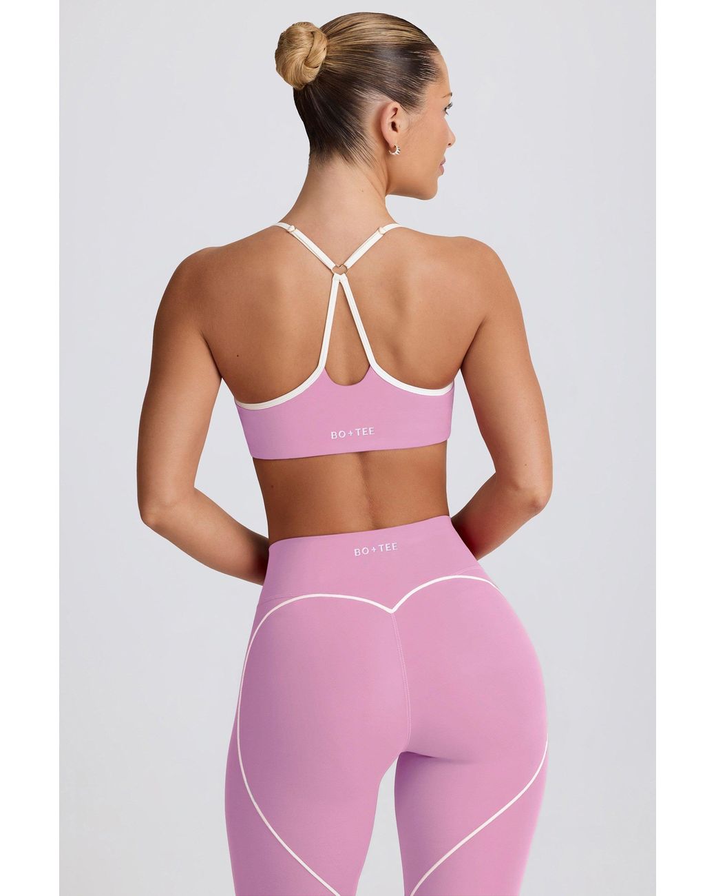 BO+TEE Pink Soft Active Sweetheart-Neck Sports Bra