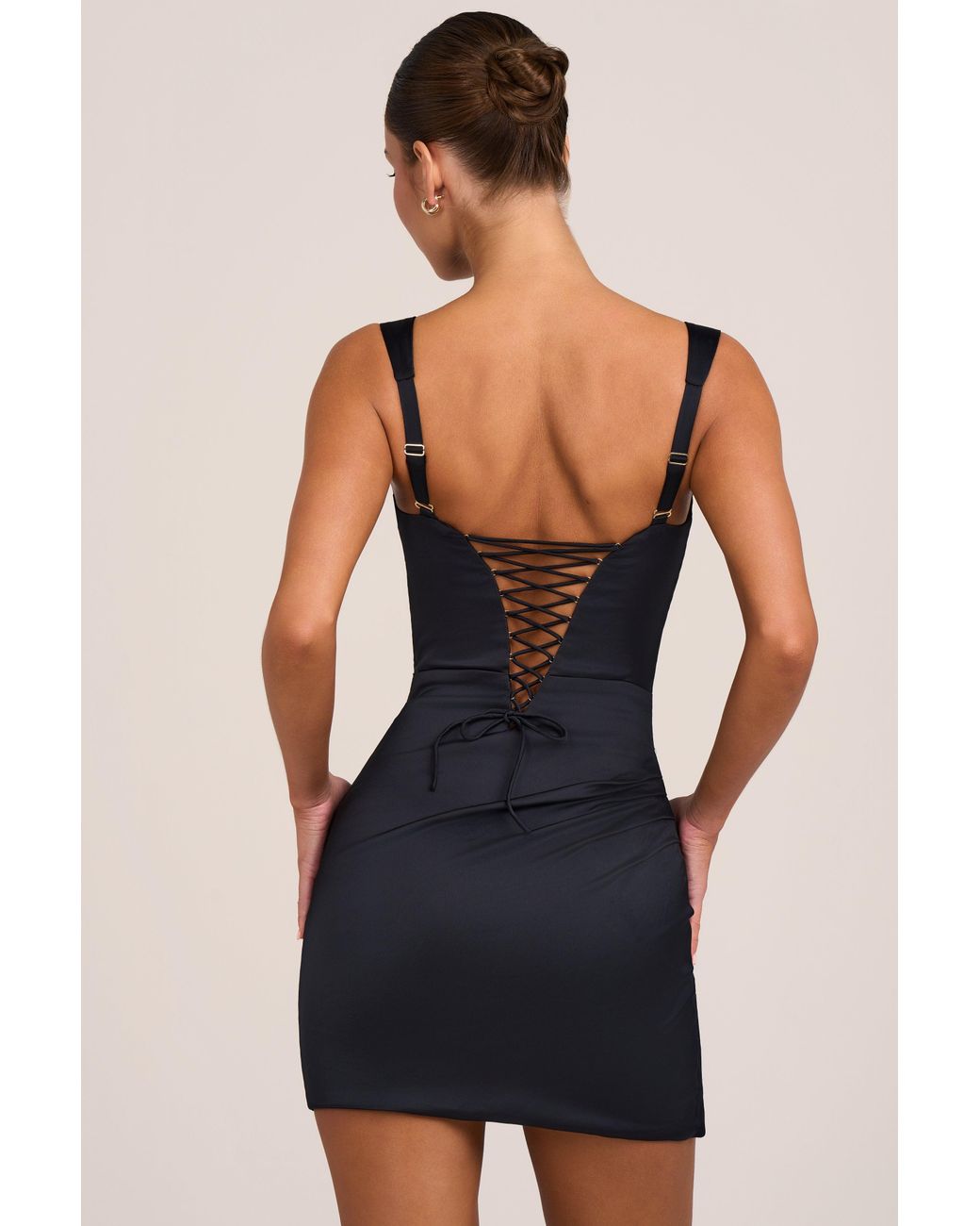 Oh Polly Black Satin Mini Dress