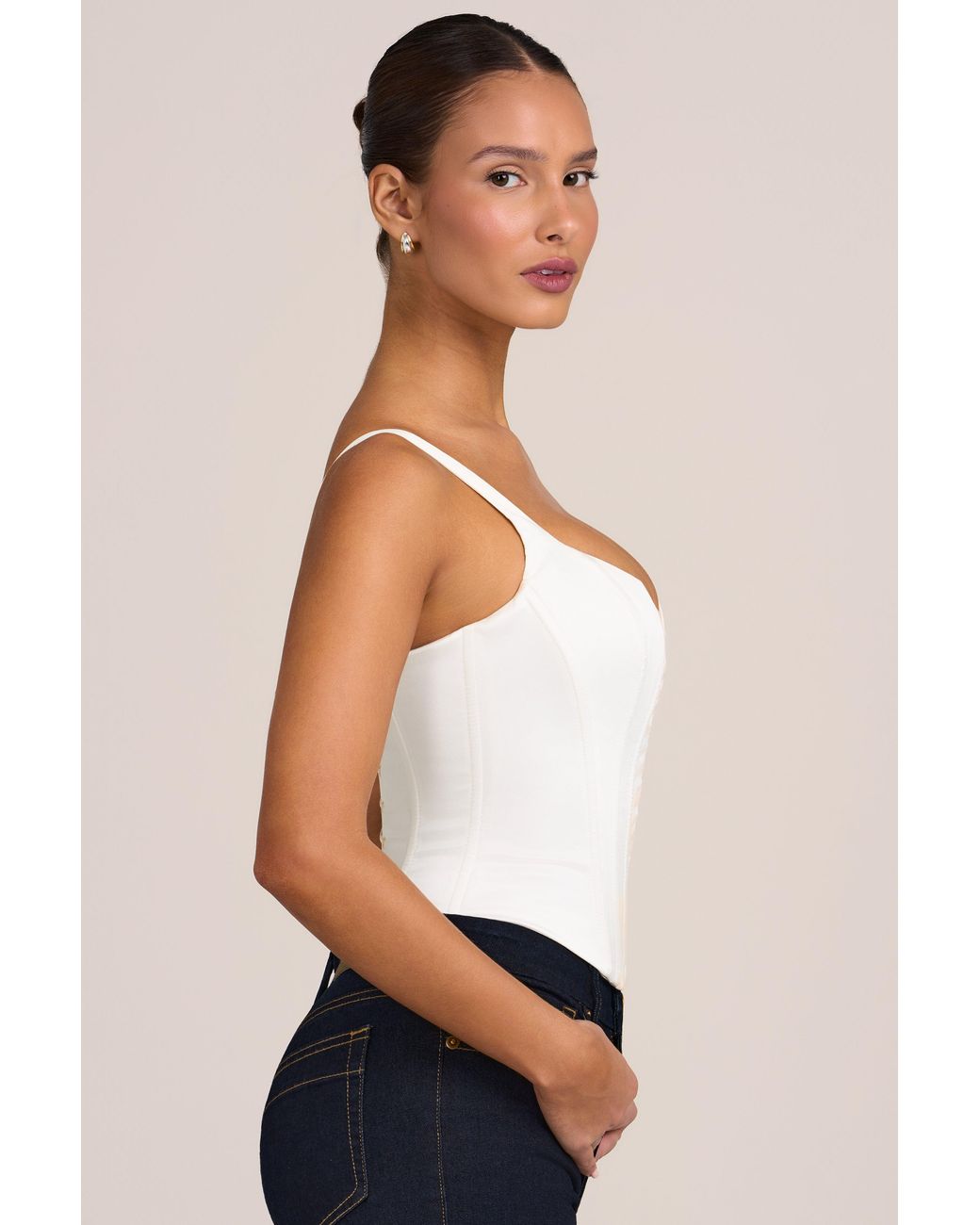 Oh Polly White Satin Corset Top