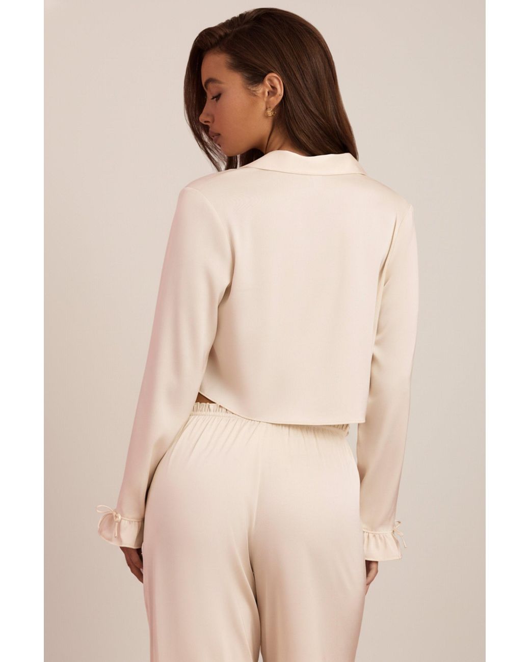 Oh Polly White Ruffle-Trim Cropped Pyjama Top