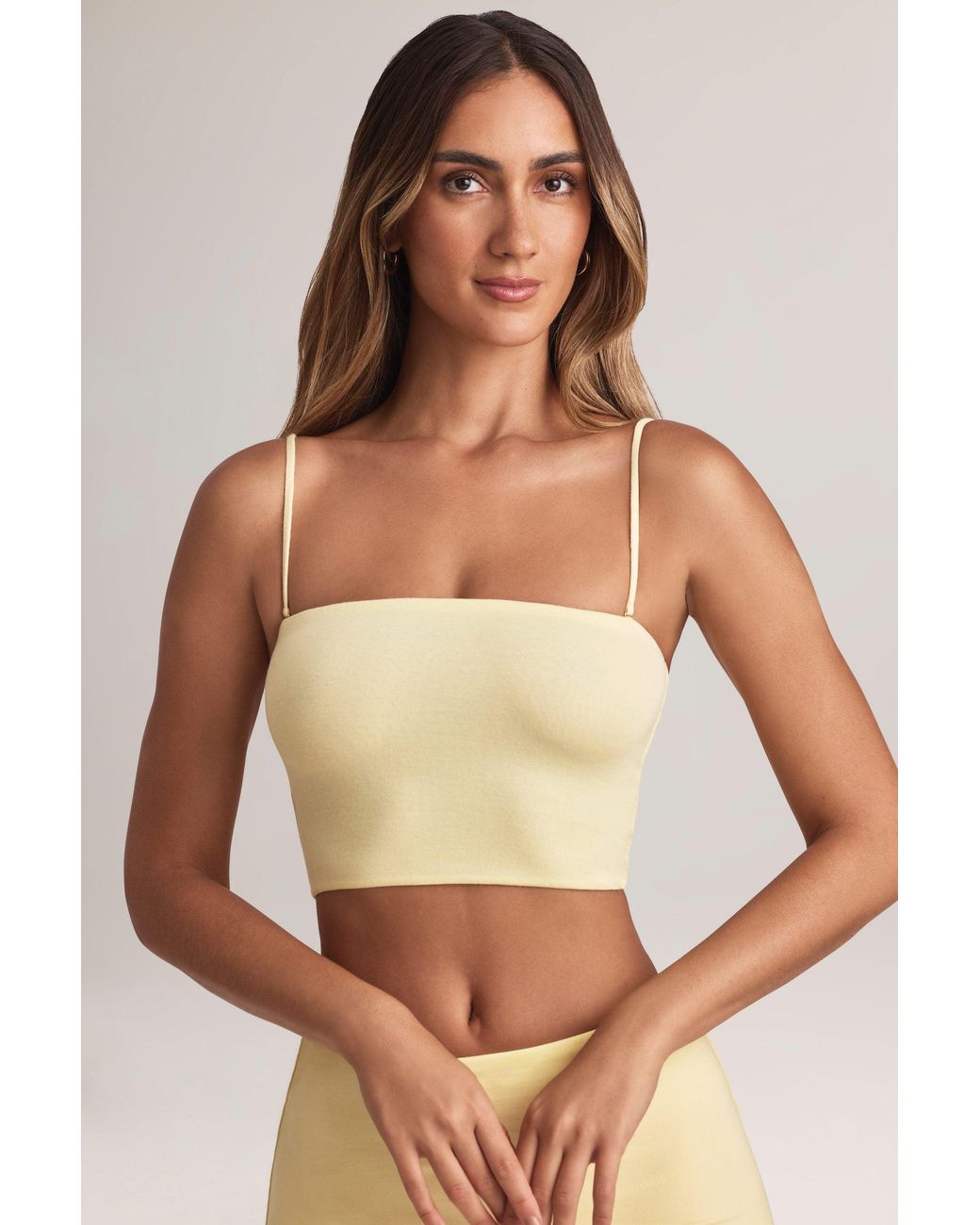Oh Polly Yellow Modal Strapless Crop Top