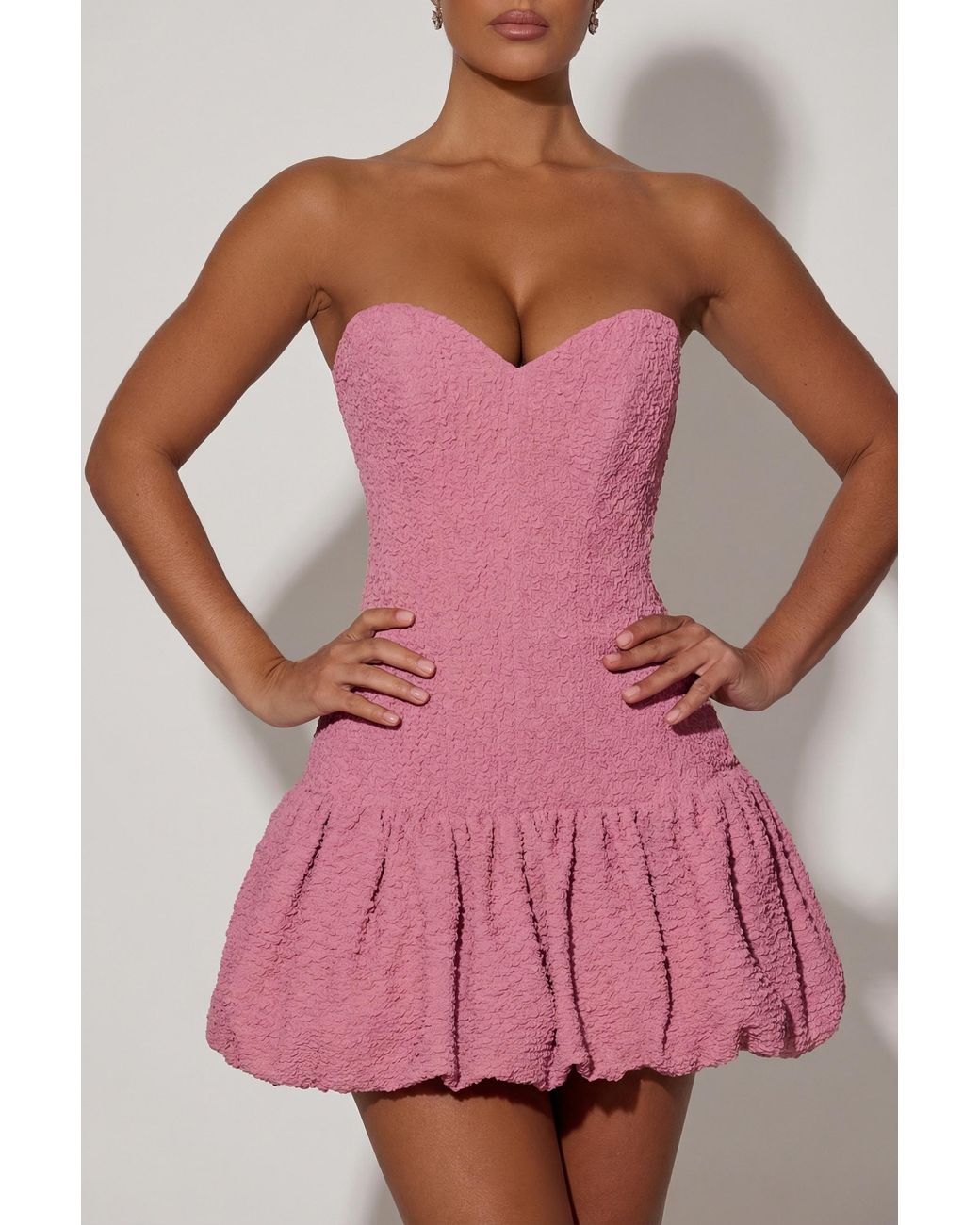 Oh Polly Pink Cut-Out Bubble Hem Corset Mini Dress