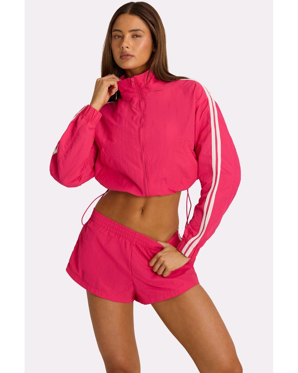 BO+TEE Pink Woven Zip-Up Track Jacket