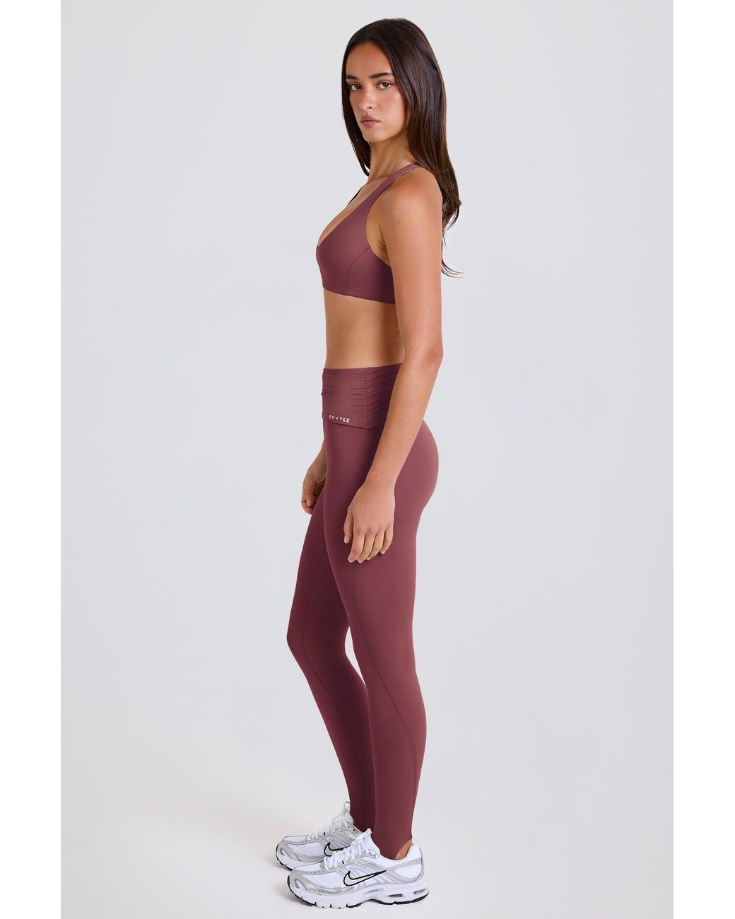BO+TEE Purple Foldover Mid-Rise Stirrup Leggings