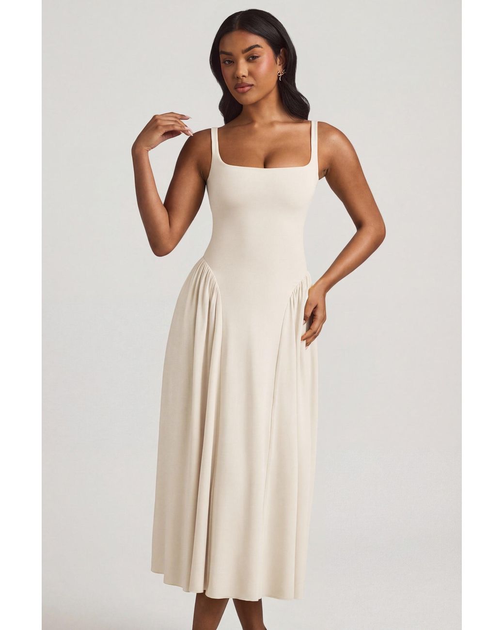 Oh Polly White Modal A-Line Midaxi Dress