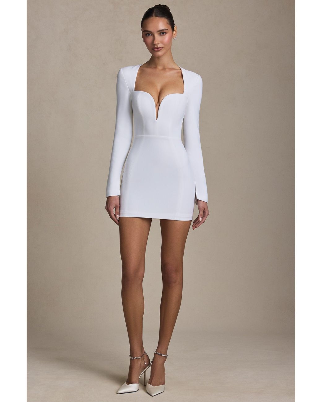 Oh Polly White Cut-Out Heart-Detail Bodycon Mini Dress