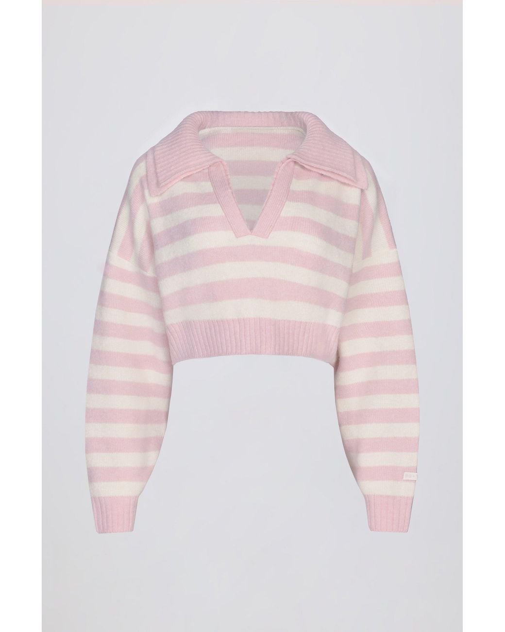 BO+TEE Pink Soft Knit Layered Collar Cropped Jumper