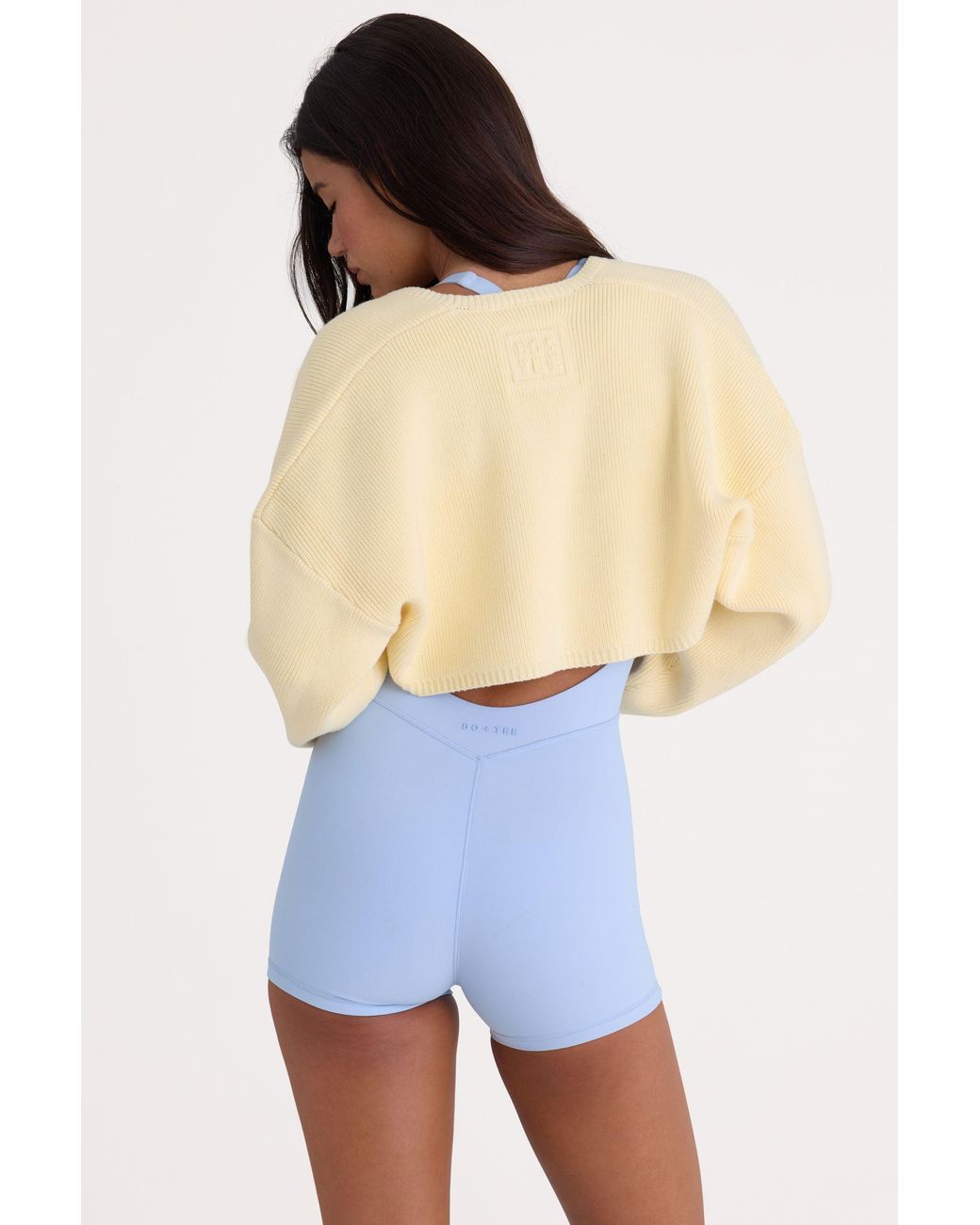 BO+TEE Yellow Ribbed-Knit Cropped Shrug