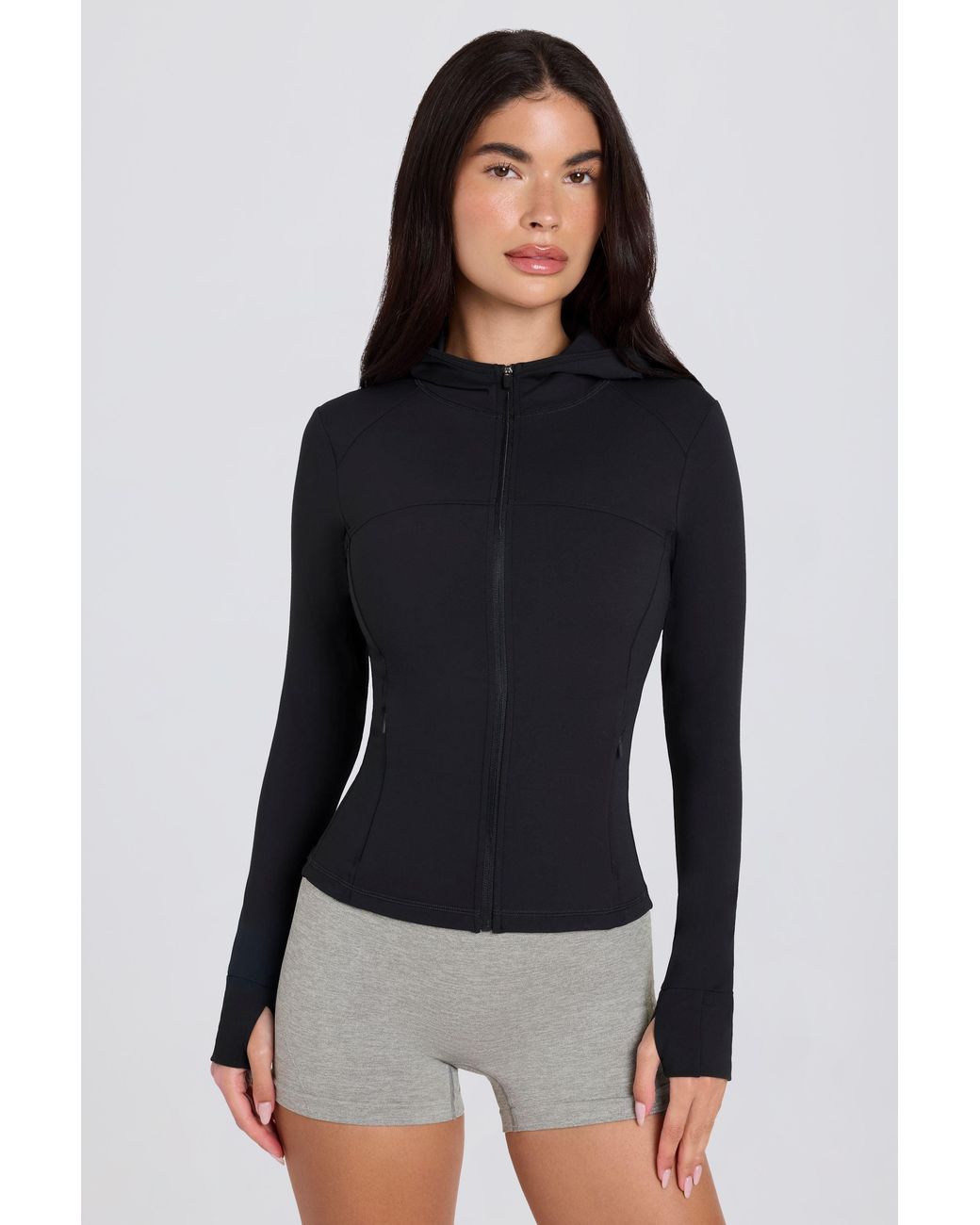 BO+TEE Black Soft Active Hooded Mid-Layer Jacket