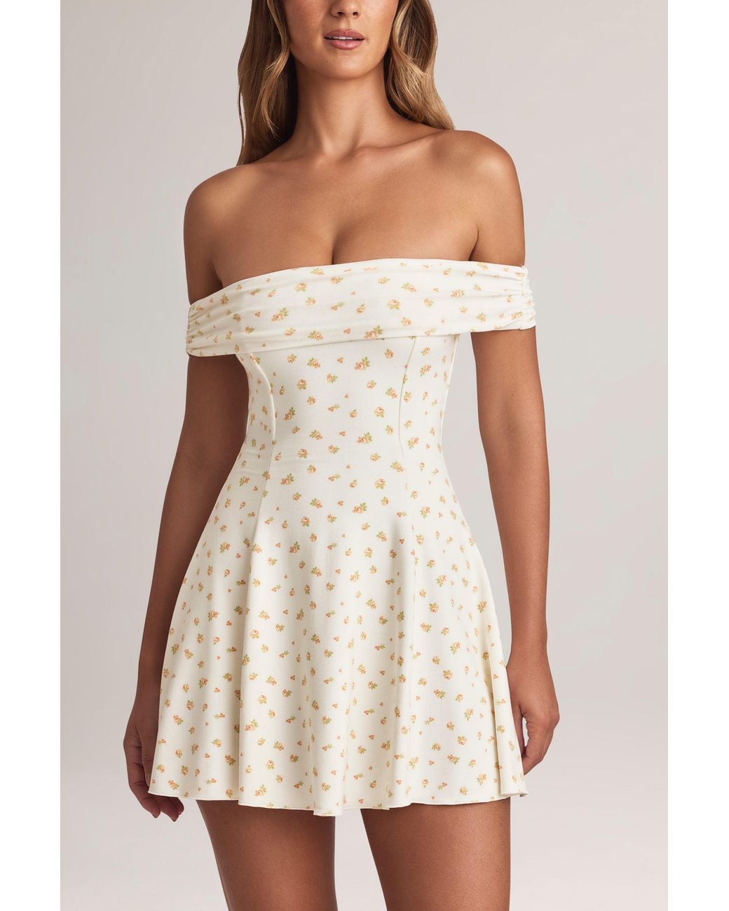 Oh Polly Multicolor Modal Off-Shoulder A-Line Mini Dress
