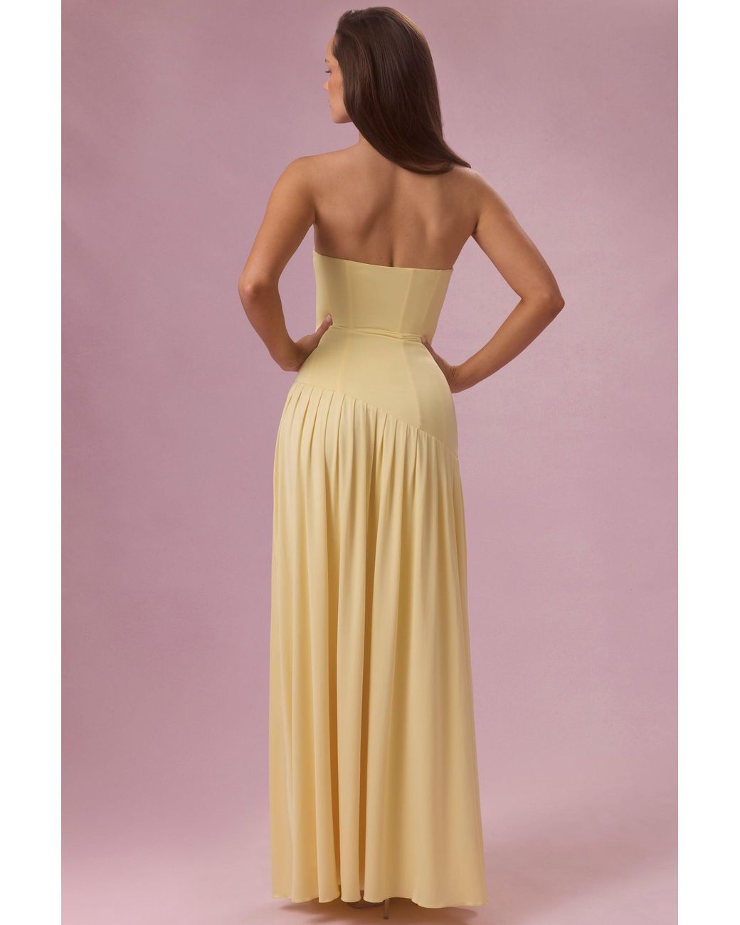 Oh Polly Yellow Jersey Strapless Gown