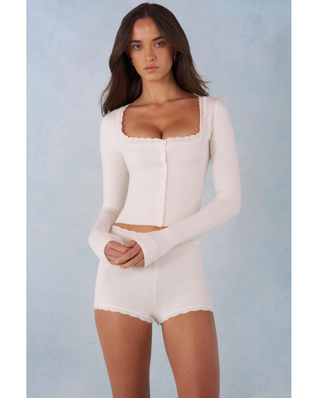 Oh Polly White Knit Long-Sleeve Cardigan