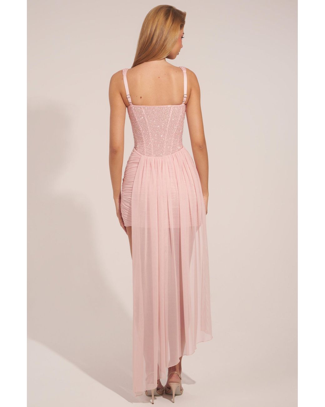 Oh Polly Pink Corseted Draped Mini Dress