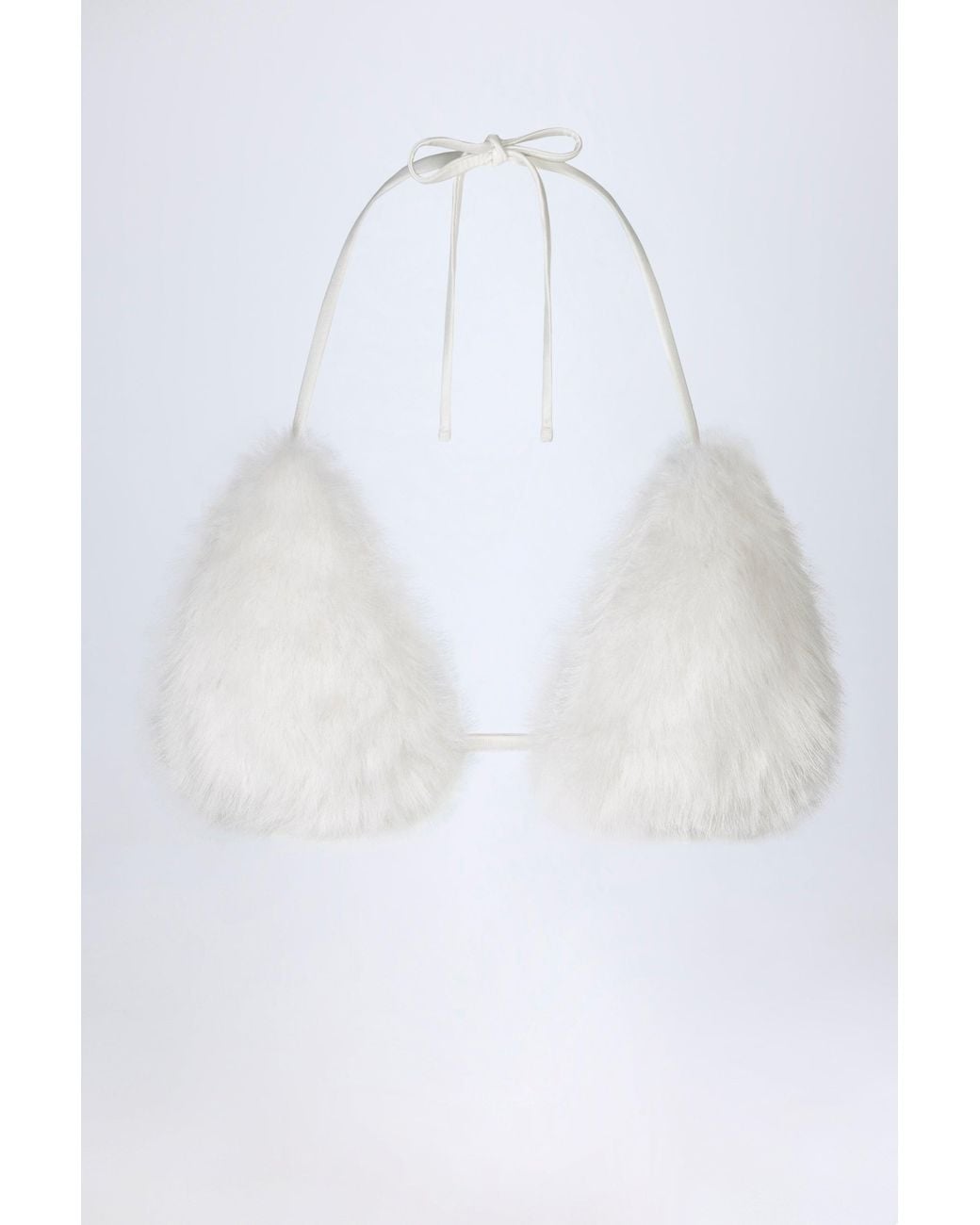 Oh Polly White Faux Fur Triangle Bralette