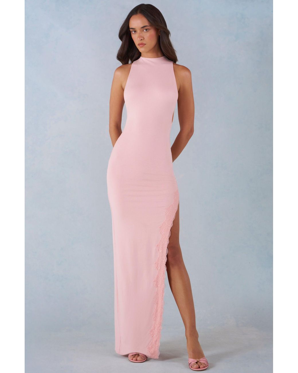 Oh Polly Pink Modal Halterneck Maxi Dress