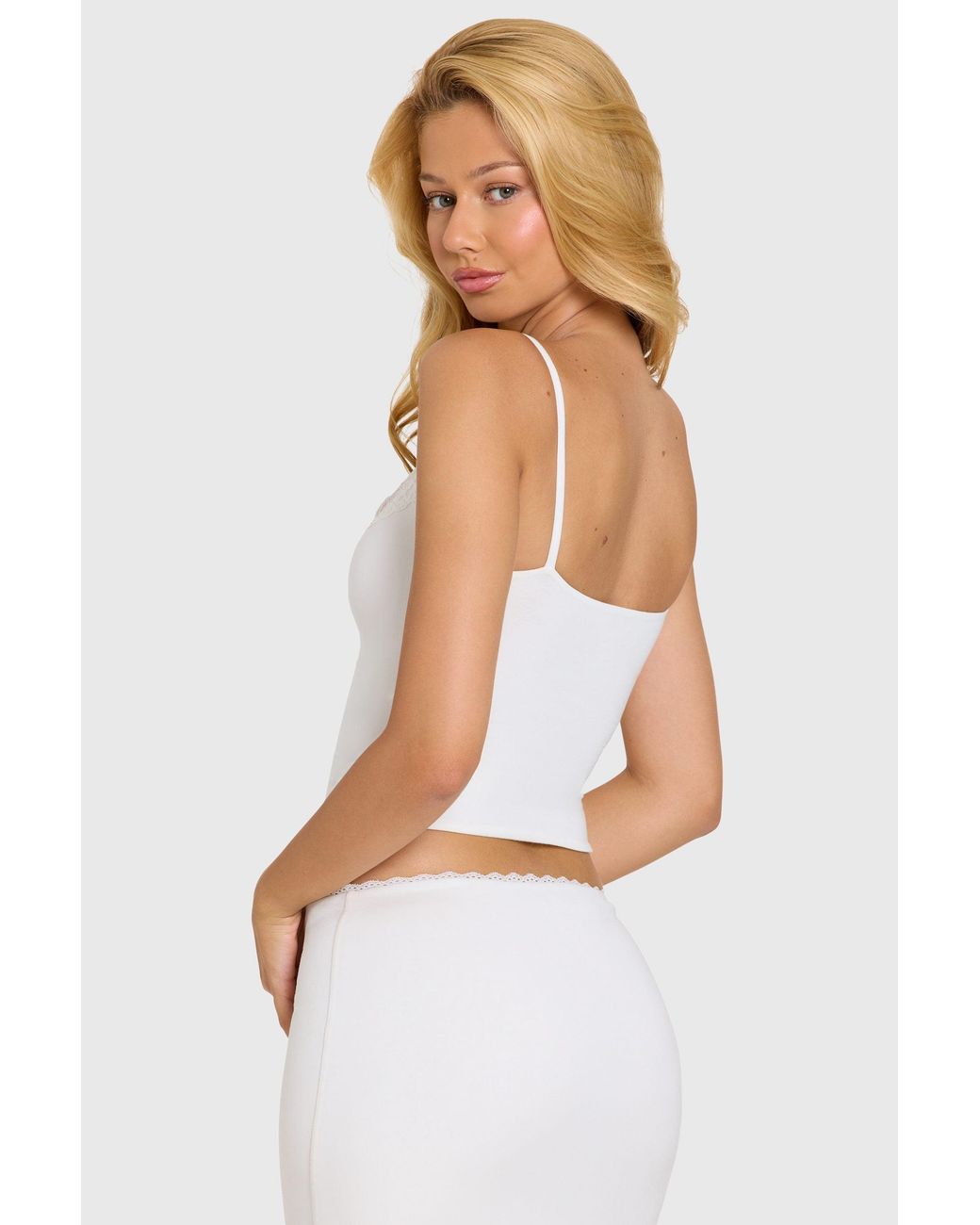 Oh Polly White Modal Lace-Trim Top