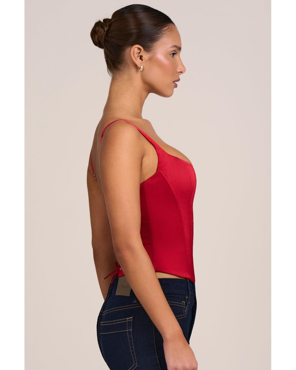 Oh Polly Red Satin Corset Top