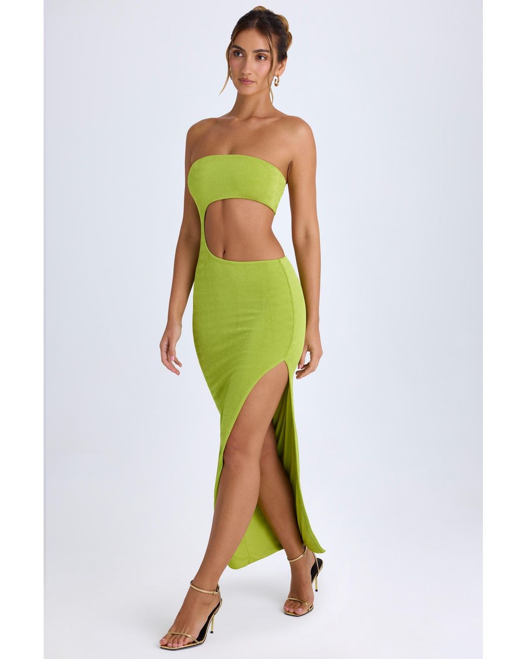 Oh Polly Green Cut-Out Bandeau Maxi Dress