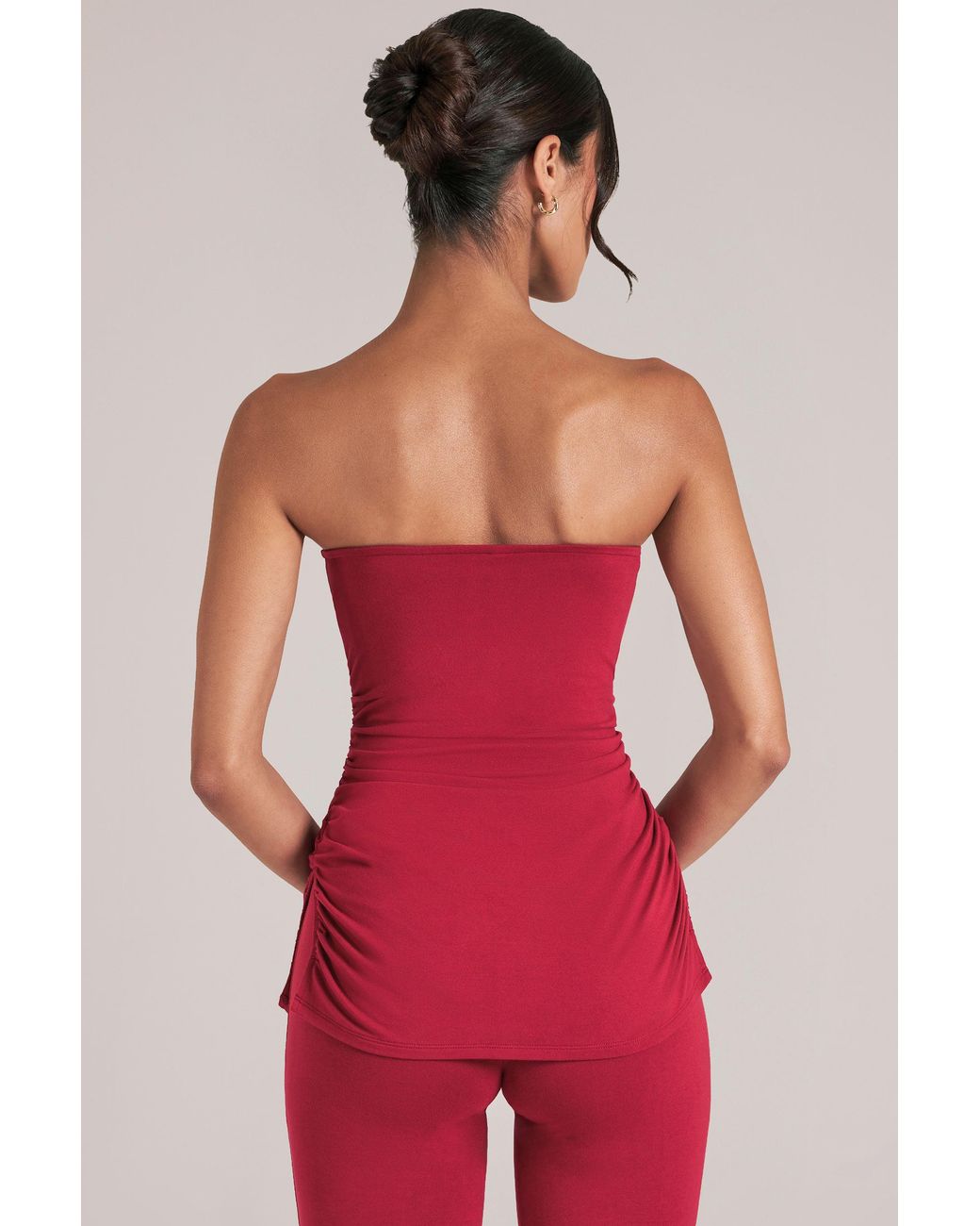 Oh Polly Red Bandeau Longline Top
