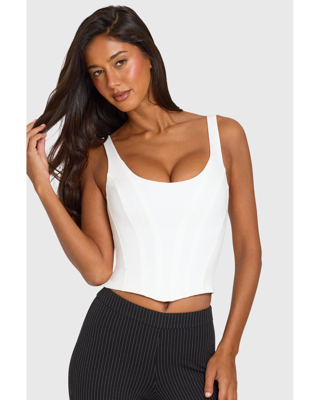 Oh Polly White Ponte Corset Top