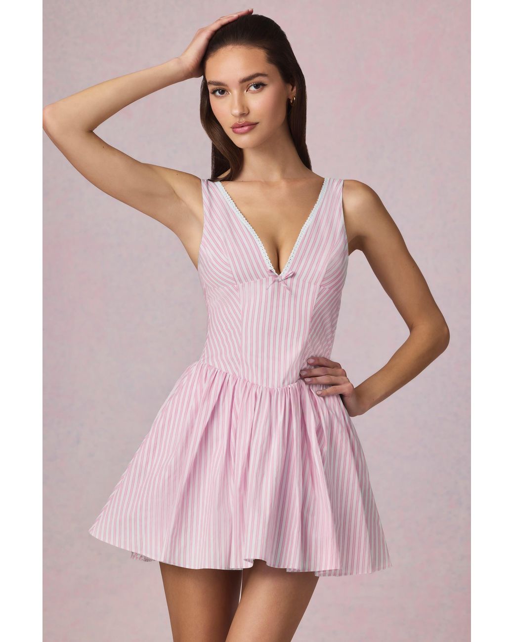 Oh Polly Pink Bow-Detail A-Line Mini Dress