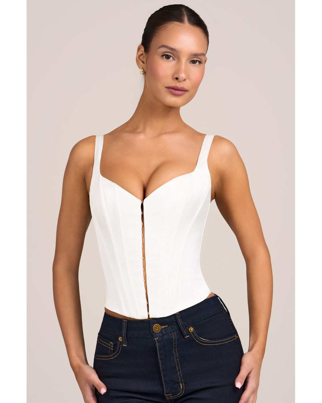 Oh Polly White Satin Corset Top