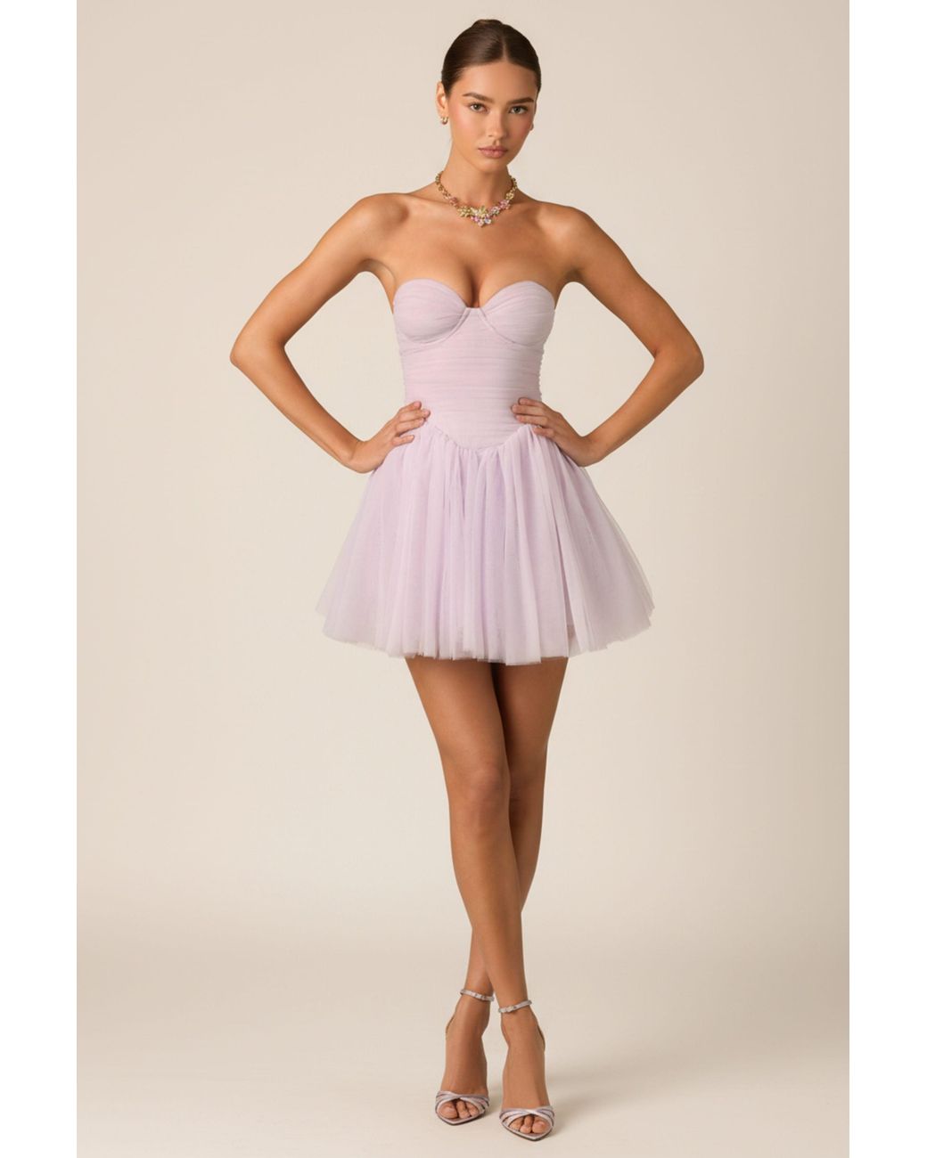 Oh Polly Purple Tulle Corset Mini Dress