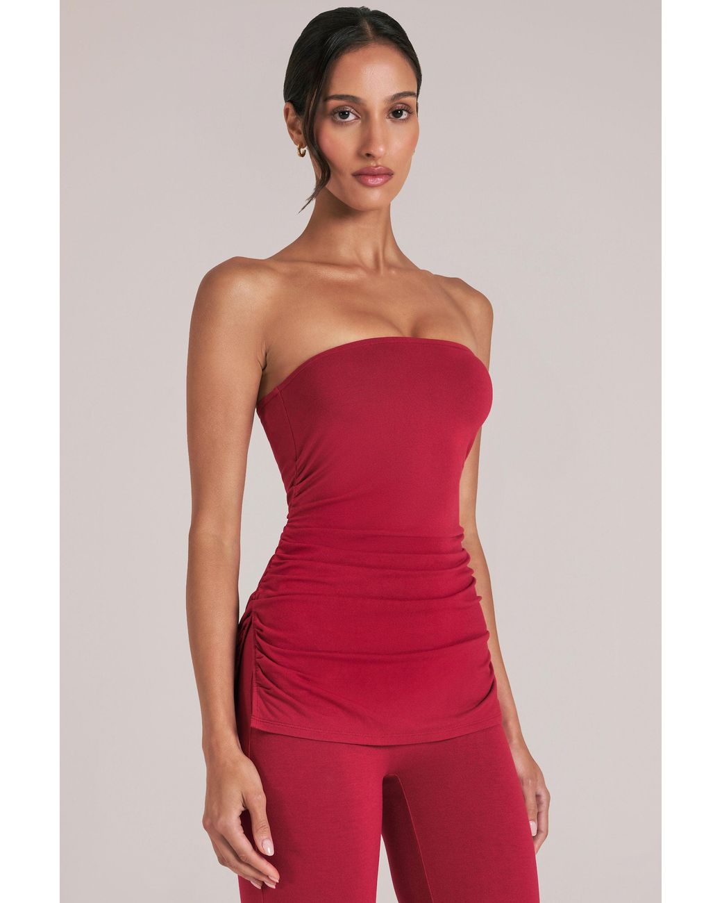 Oh Polly Red Bandeau Longline Top