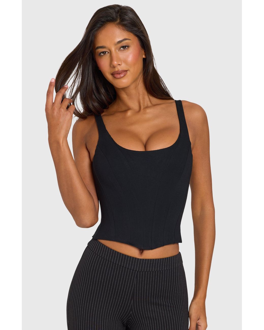 Oh Polly Black Ponte Corset Top