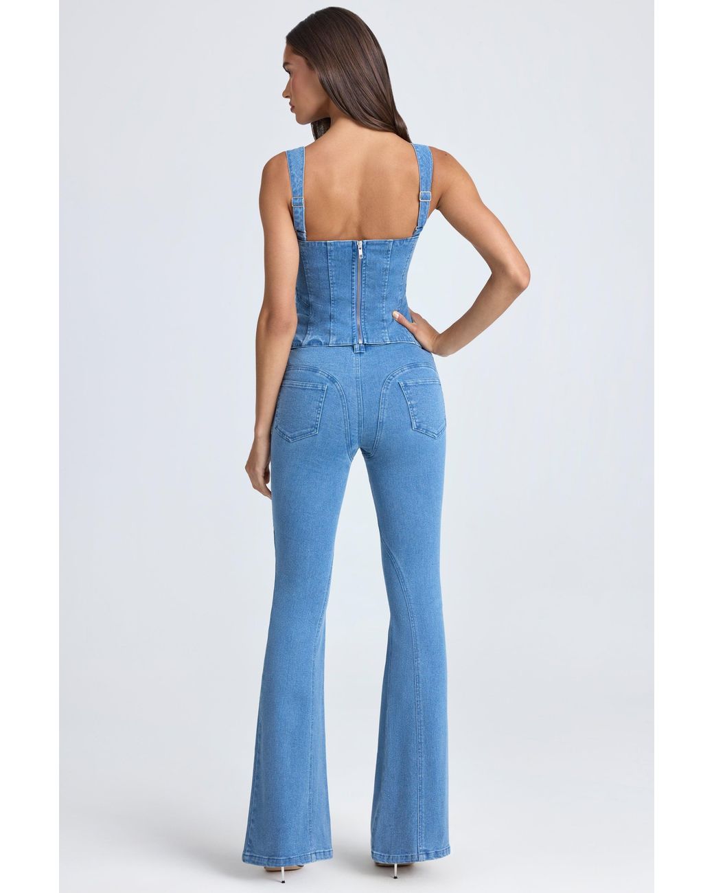 Oh Polly Blue Lace-Up Corset Top