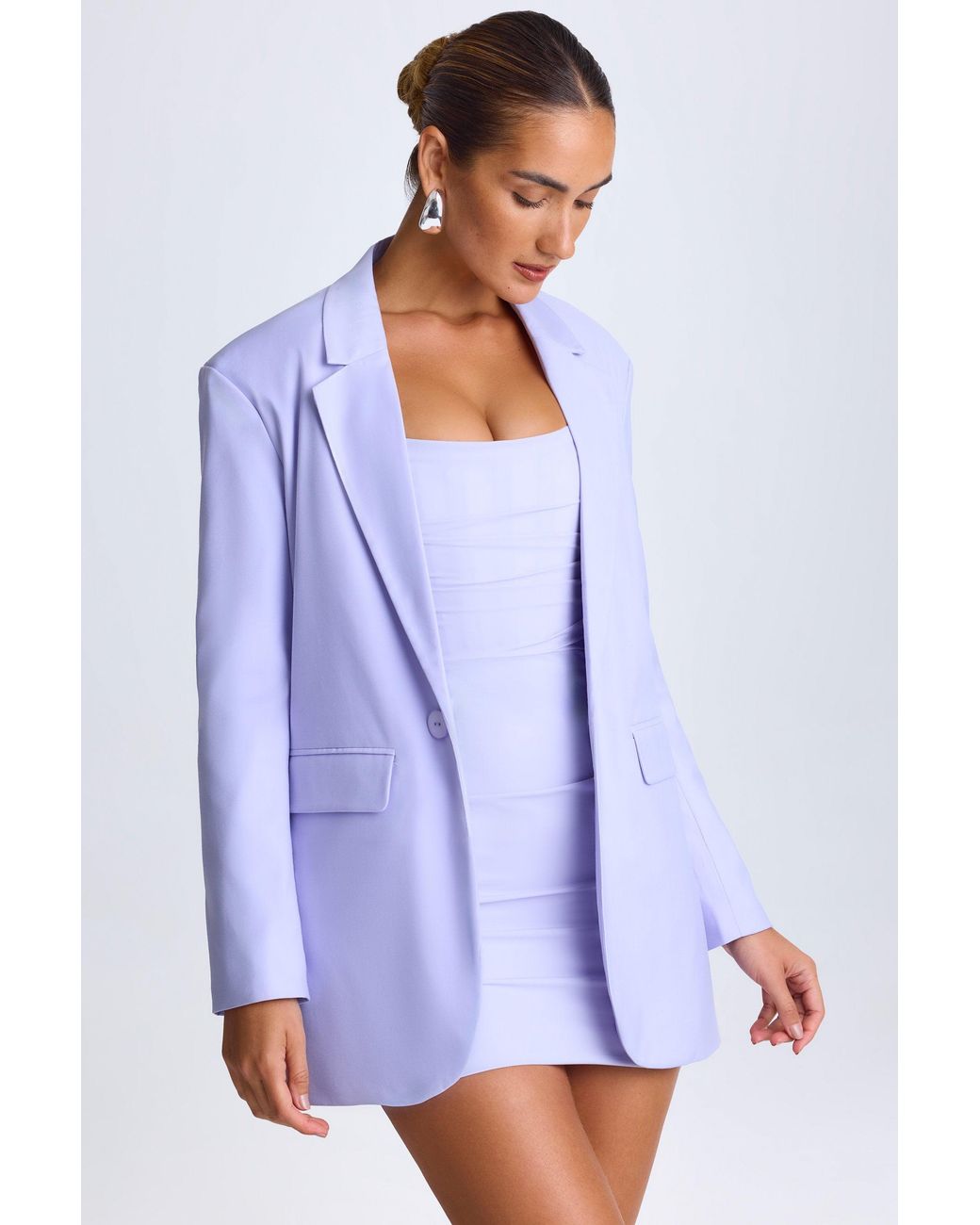 Oh Polly Purple Oversized Single-Breasted Blazer