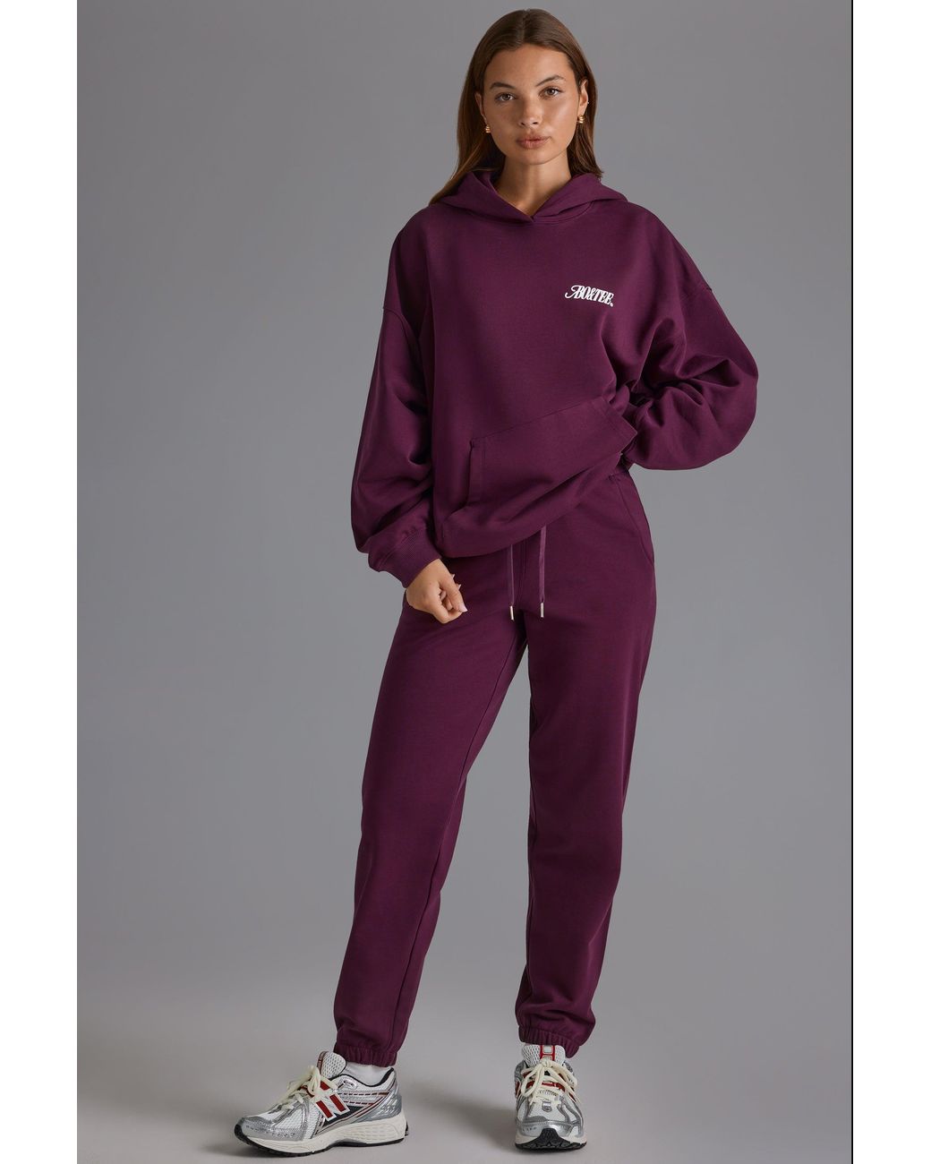 BO+TEE Purple Soft Cotton Jersey Relaxed Mid-Rise Joggers