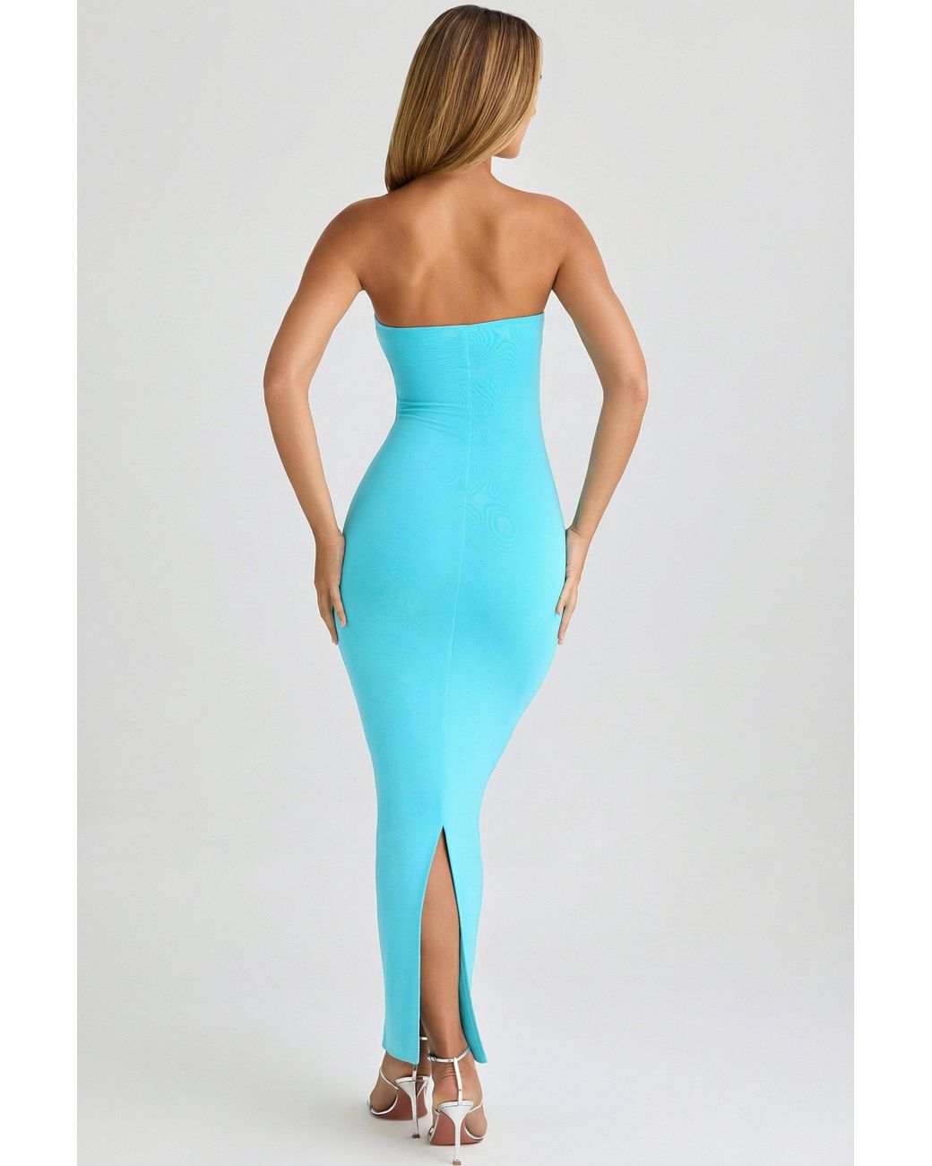 Oh Polly Blue Modal Bandeau Bodycon Maxi Dress