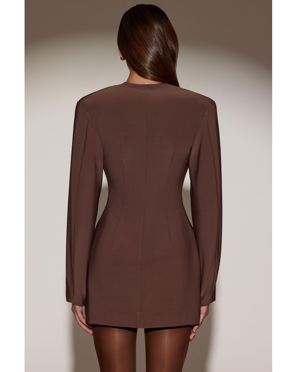 Oh Polly Brown Single-Breasted Blazer Mini Dress