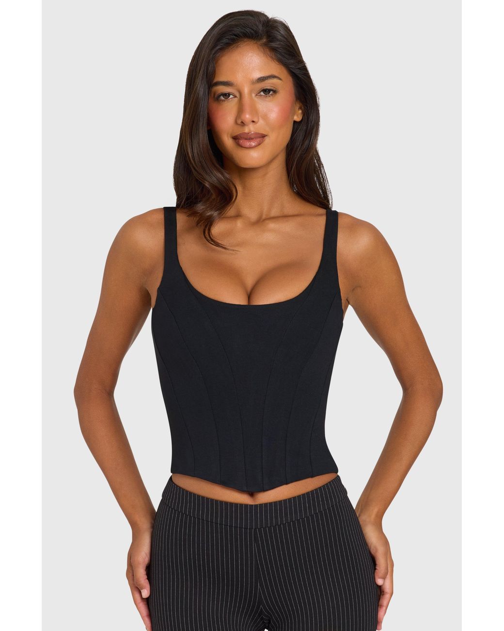Oh Polly Black Ponte Corset Top
