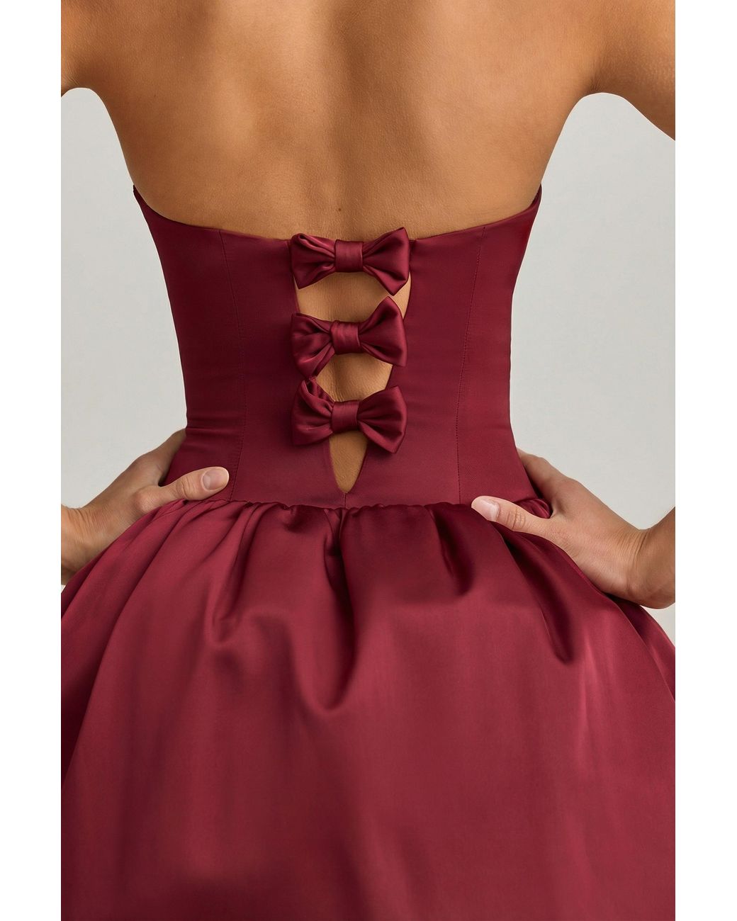 Oh Polly Red Convertible Bow-Detail Bubble Hem Midaxi Dress