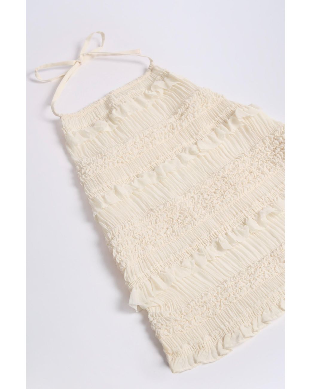 Oh Polly White Ruffled High-Neck Backless Top