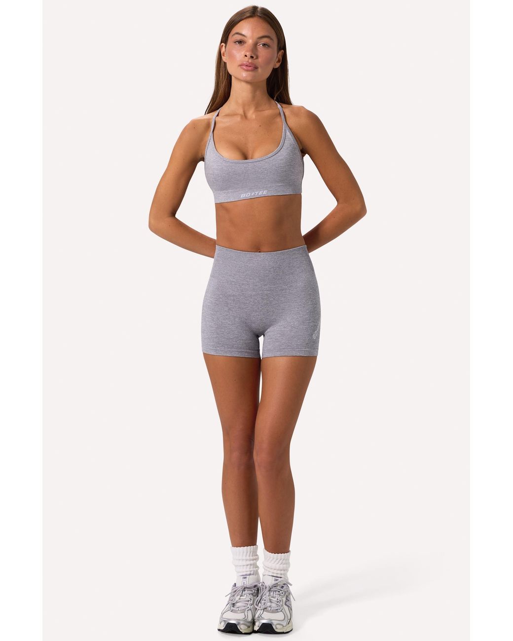 BO+TEE Gray Super Sculpt Seamless Backless Sports Bra