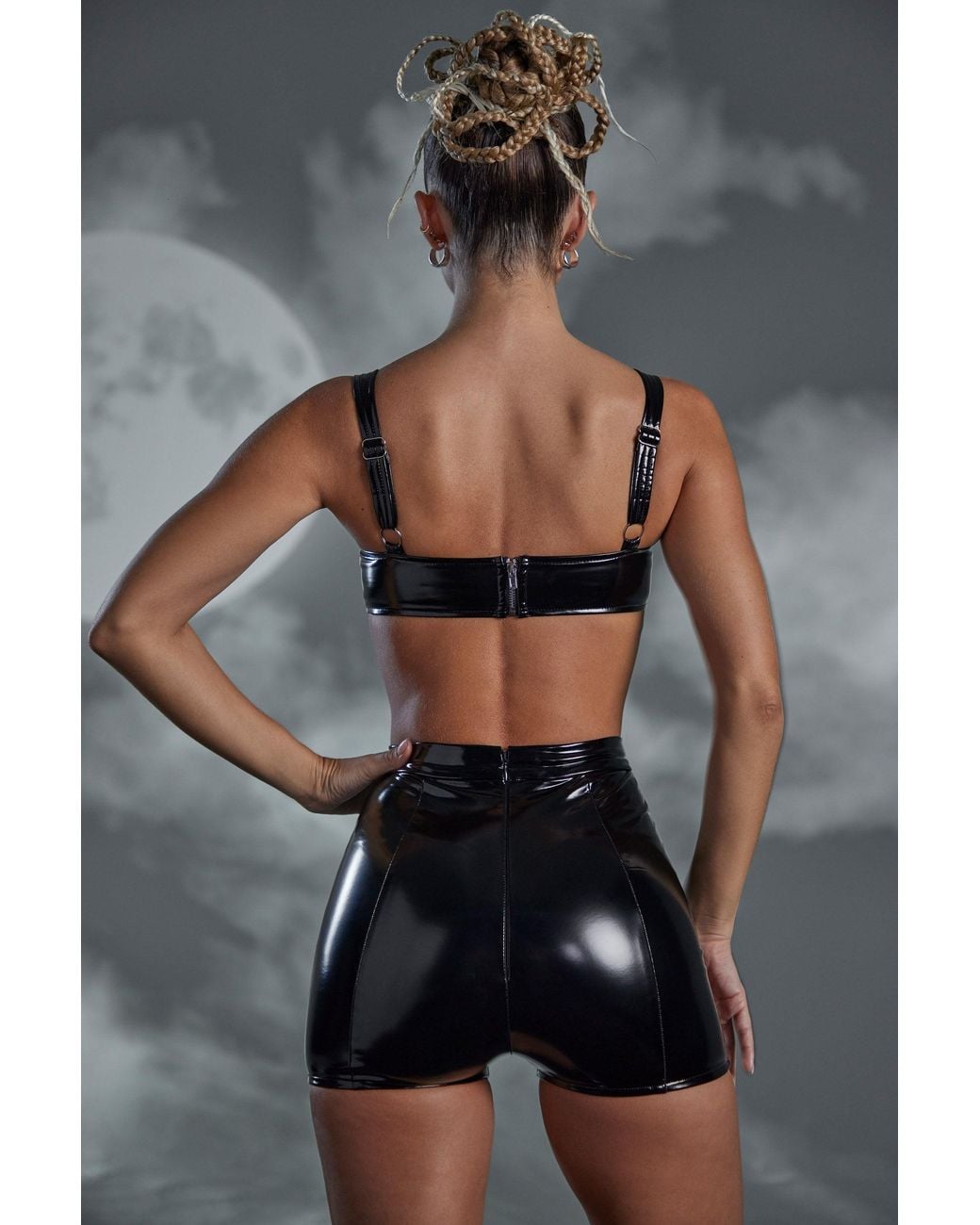 Oh Polly Black Vinyl Curved Cup Bra