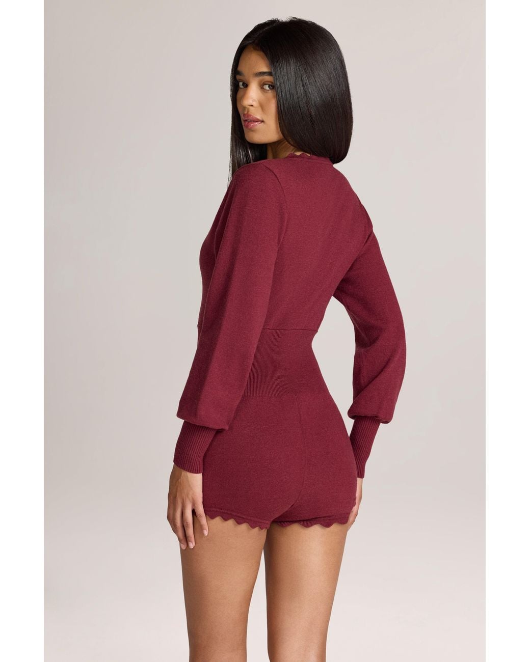 Oh Polly Red Knit Long-Sleeve Romper