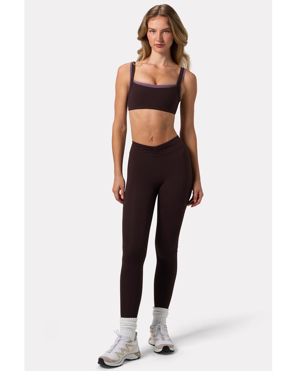 BO+TEE Brown Soft Active Ruched Leggings