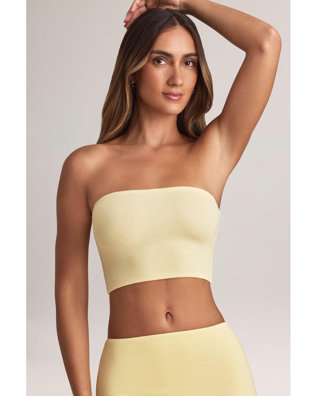 Oh Polly Yellow Modal Strapless Crop Top