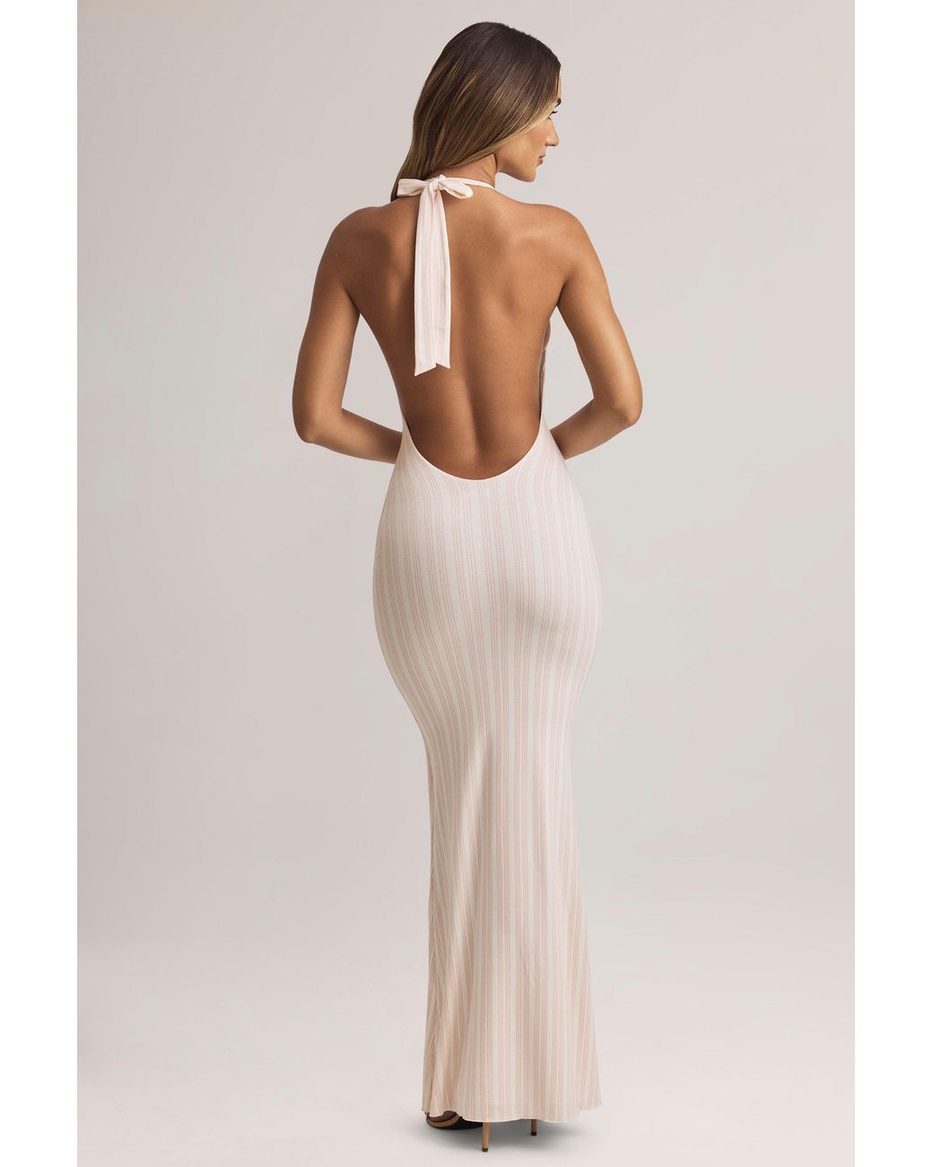 Oh Polly Multicolor Modal Halterneck Maxi Dress